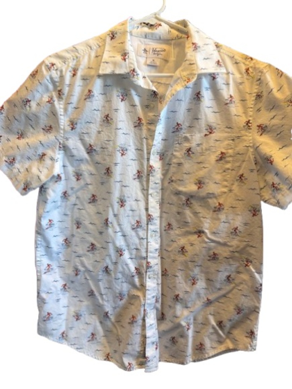 Original Penguin Light Blue Short-Sleeve Button-Down with Surf Motif